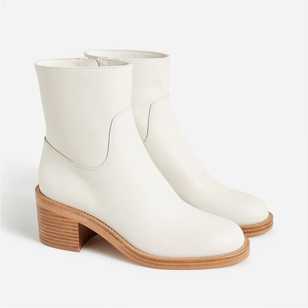 J.Crew Stacked-heel ankle boots in leather
